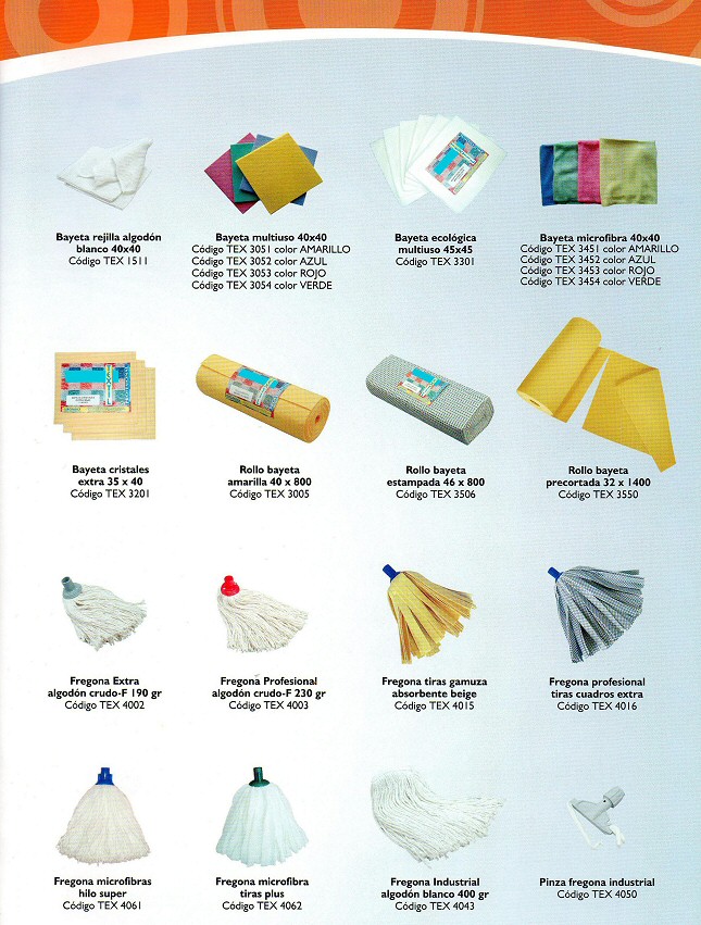 Bayetas, Fregonas, textil para limpieza